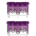 Solid Faux Silk Swag Waterfall Cascade Ascot Window Curtain Valance w/Tassels Trim 55  x18  Wave (2, Purple)