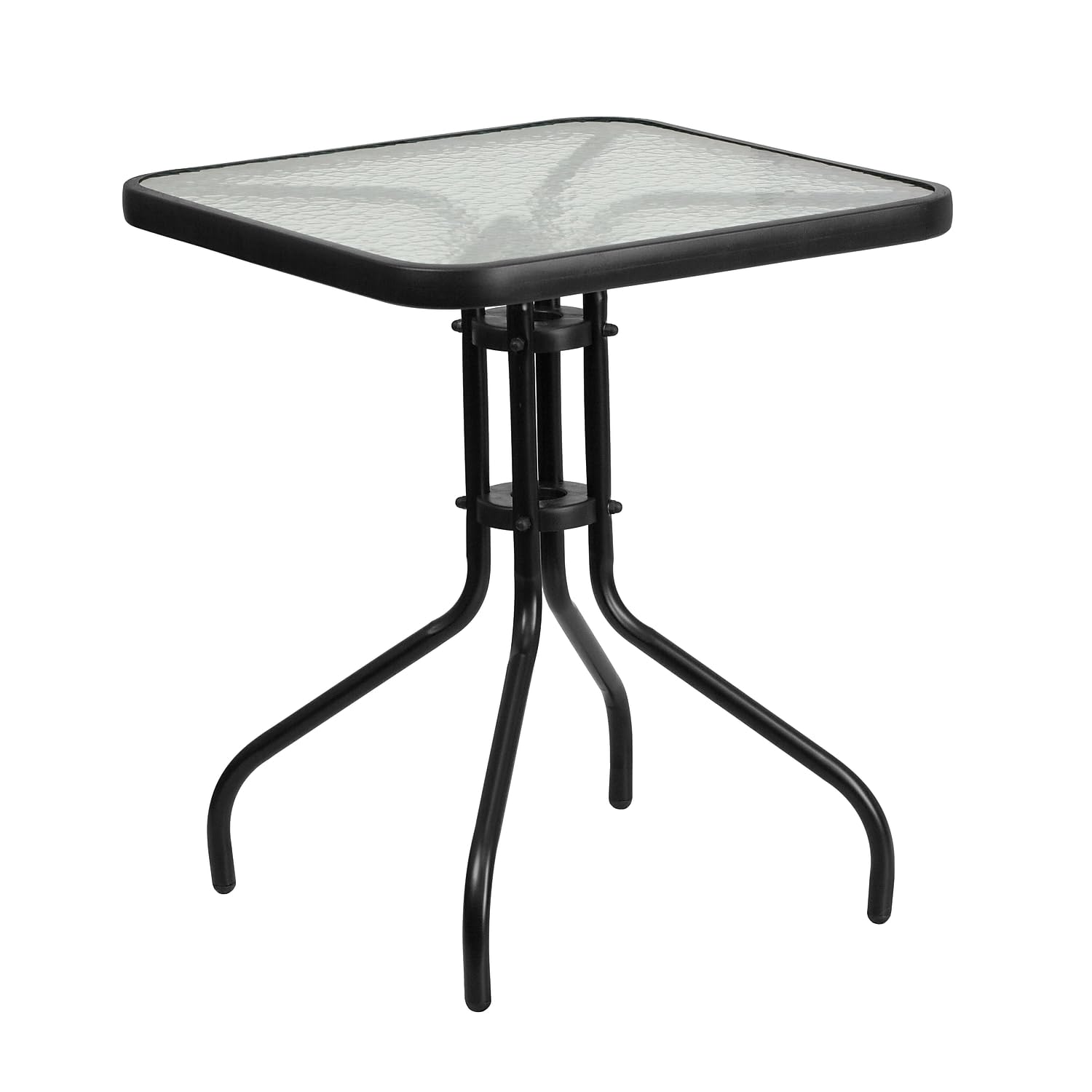 Flash Furniture Barker 23.5 Square Tempered Glass Metal Table