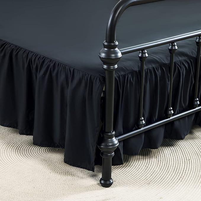 xuan dian Bed Skirt King Size Ruffled Bed Skirts with Split Corners,14 Inch Drop Dust Ruffle Bed Skirt with Platform, King, 14 I