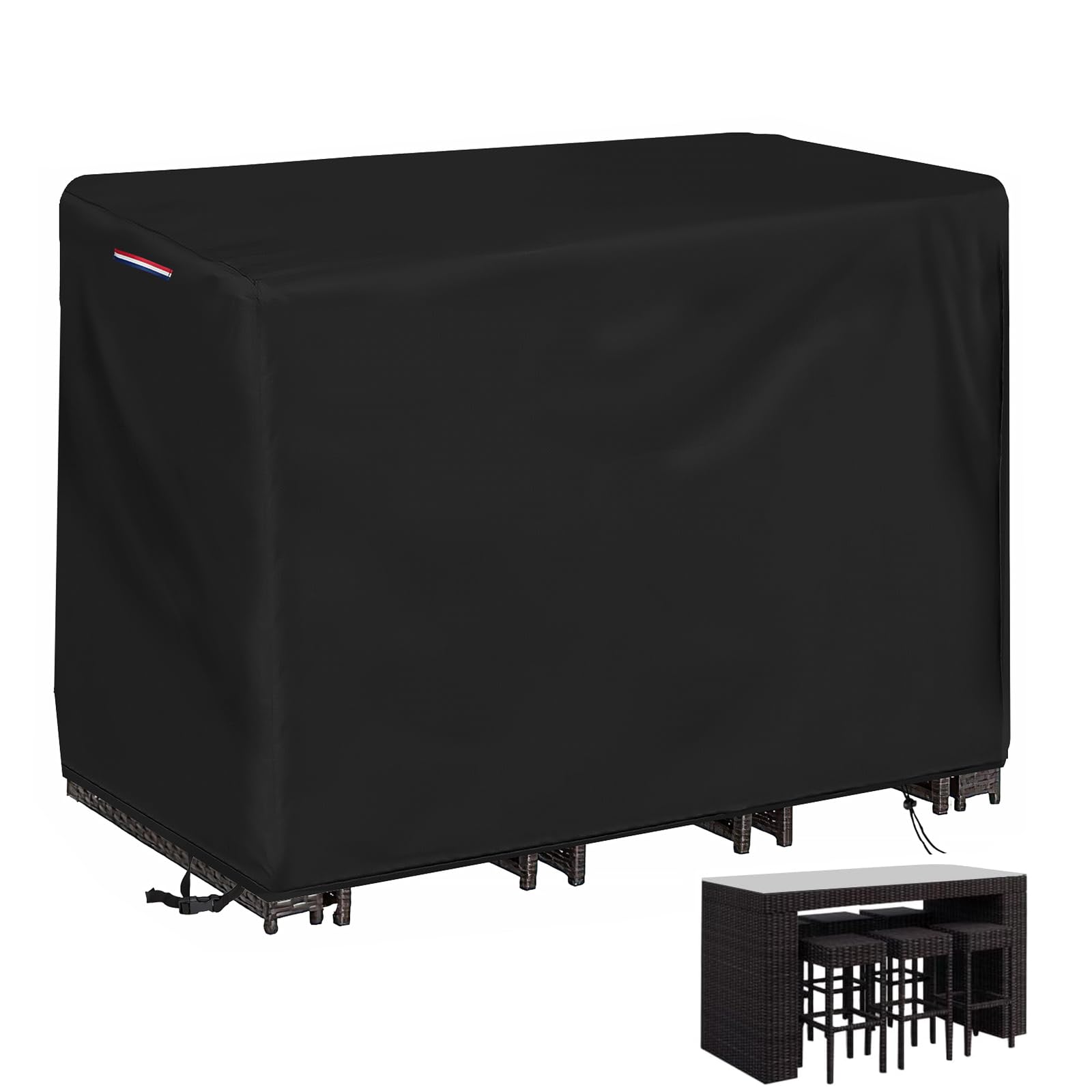Loenel Outdoor Bar Table Cover, Heavy Duty Waterproof Patio Bar Height Table and Chair Covers for Rectangular 60 Long High Top D