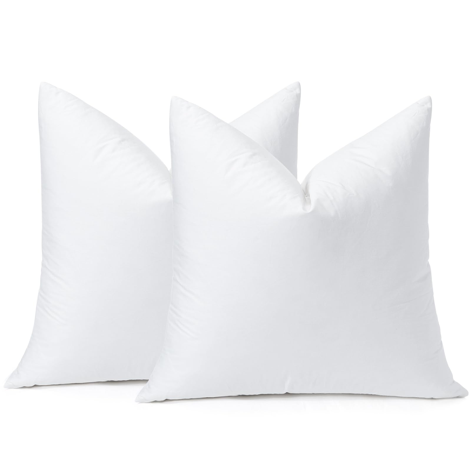 OTOSTAR Pack of 2 Down and Feather Throw Pillow Inserts, 16 x 16 Soft Fluffy Square Pillow Inserts with 100% Cotton Cover Decora