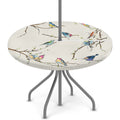 Colorful Bird Round Outdoor Fitted Tablecloth with Umbrella Hole Zipper, Rainbow Little Birds Elastic Edged Table Cloth Waterpro