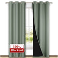 NICETOWN Greyish Green Blackout Curtains 80 inches Long, Full Light Blocking Drapes with Black Liner for Nursery, Thermal Insula