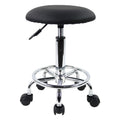 KKTONER Swivel Rolling Stool with Footrest Height Adjustable PU Leather Salon Vanity Spa Massage Office Stool Chair Small (Black