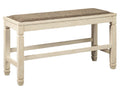 Signature Design by Ashley Bolanburg Double Upholstered Bench, Counter Height, Whitewash