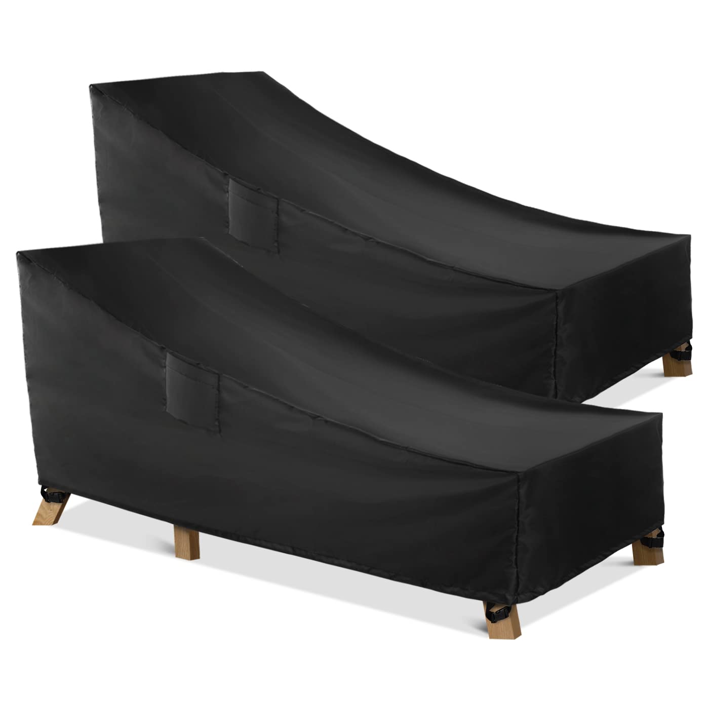 WLEAFJ Patio Chaise Lounge Cover Waterproof, Heavy Duty Outdoor Lounge Chair Covers, Black Durable Patio Furniture Covers, 70L x