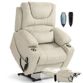FUNECORP Large Power Lift Recliner Chair Sofa with Massage and Heat for Big and Tall Elderly,Infinite Positions,Dual Motor,Cup H