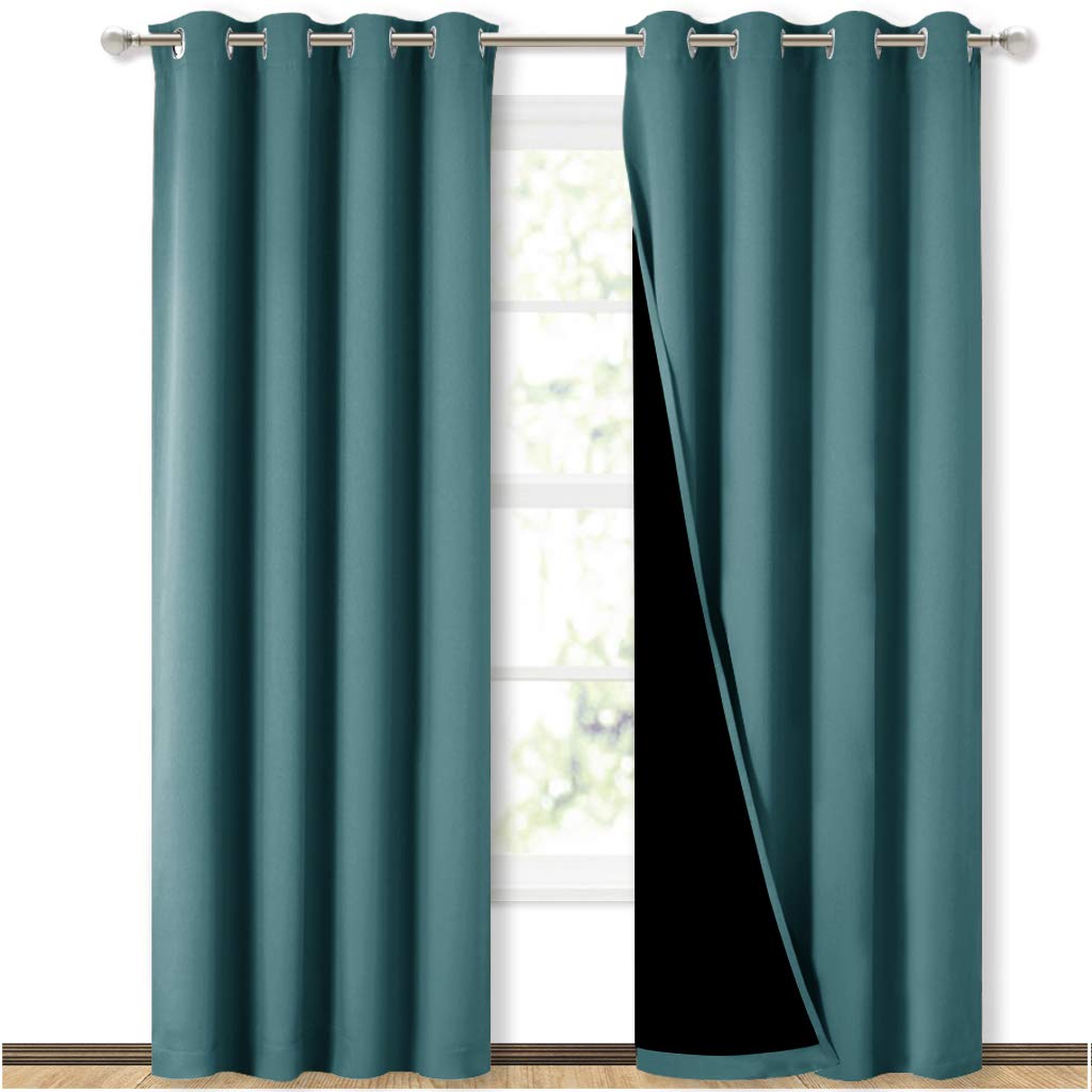 NICETOWN Complete 100% Blackout Curtain Set, Thermal Insulated & Energy Efficiency Window Draperies for Guest Room, Full Shading