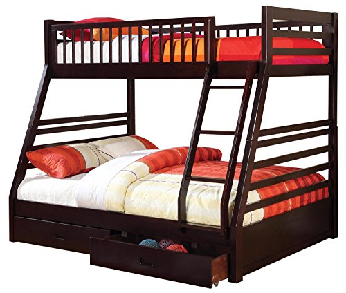 coaster Espresso Twin Over Full Bunk Bed with Storage Drawers and Solid Wood
