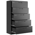 Letaya 5 Drawer File Cabinet with Lock,Metal Lateral Filing Cabinets for Home Office Hanging Files Letter/Legal/F4/A4 Size(Black