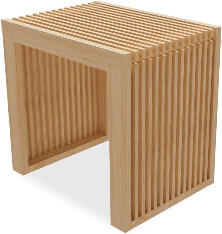 APRTAT Small Bamboo Dining Bench, 17inch Farmhouse Decor Indoor Kitchen Table Bench, Entryway Shoe Rack Bench, Outdoor Bench, So