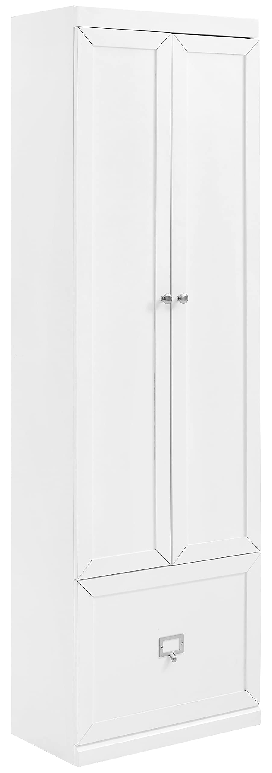 Crosley Furniture Harper Convertible Storage Cabinet with Coat Rack Hooks for Hanging, White