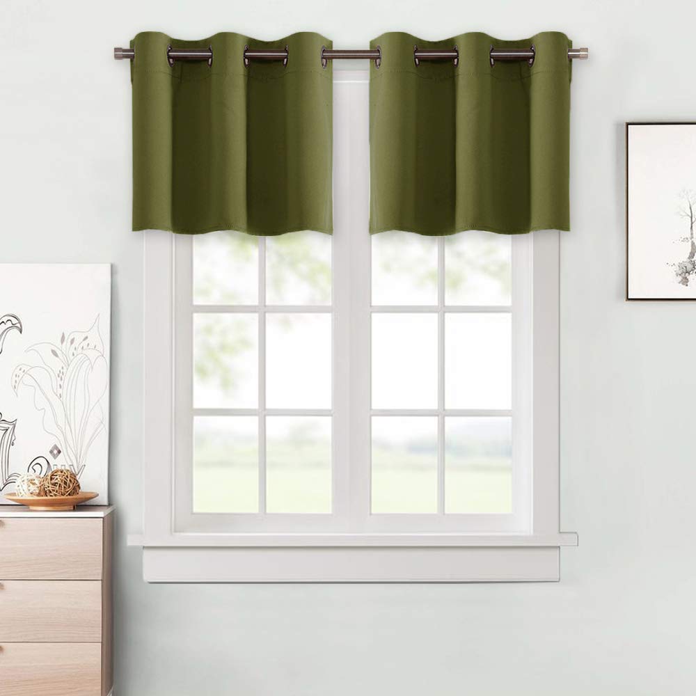 NICETOWN Window Blackout Valance for Kitchen Window, Grommet Window Treatment Thermal Insulated Draperies for Living Room (1 Pai