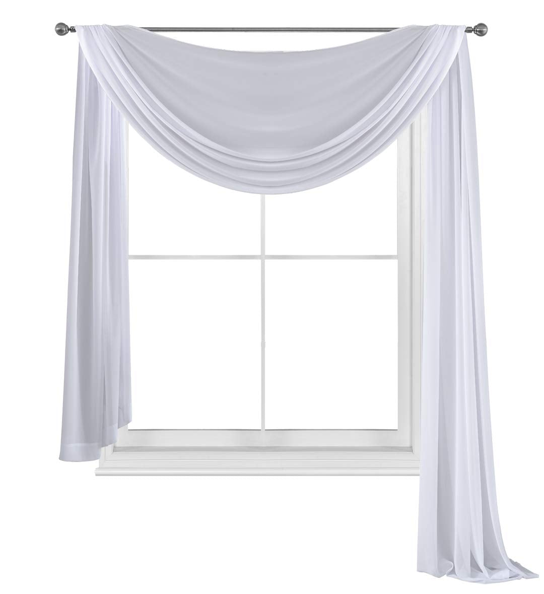 Elegant Comfort Lightweight Sheer Voile Window Scarf Valance - 216 Inch Long - 1 panel Long Sheer Curtain for Living Room, Event