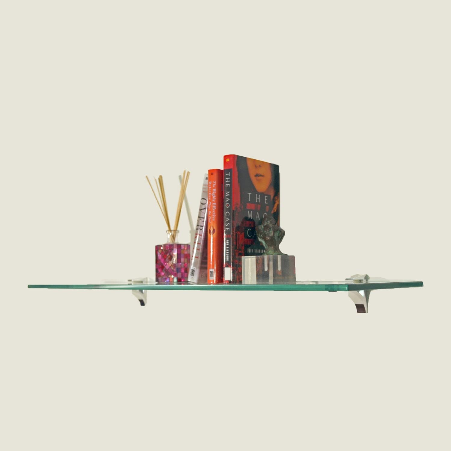 Spancraft Clear Floating Glass Shelf 12 X 48 in White