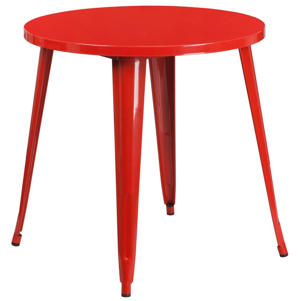 Flash Furniture Jeffrey Commercial Grade 30 Round Red Metal Indoor-Outdoor Table