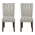 HomePop Parsons Classic Upholstered Accent Dining Chair, Set of 2, 23.5D x 19W x 38H, Pewter Grey and Lattice Cream