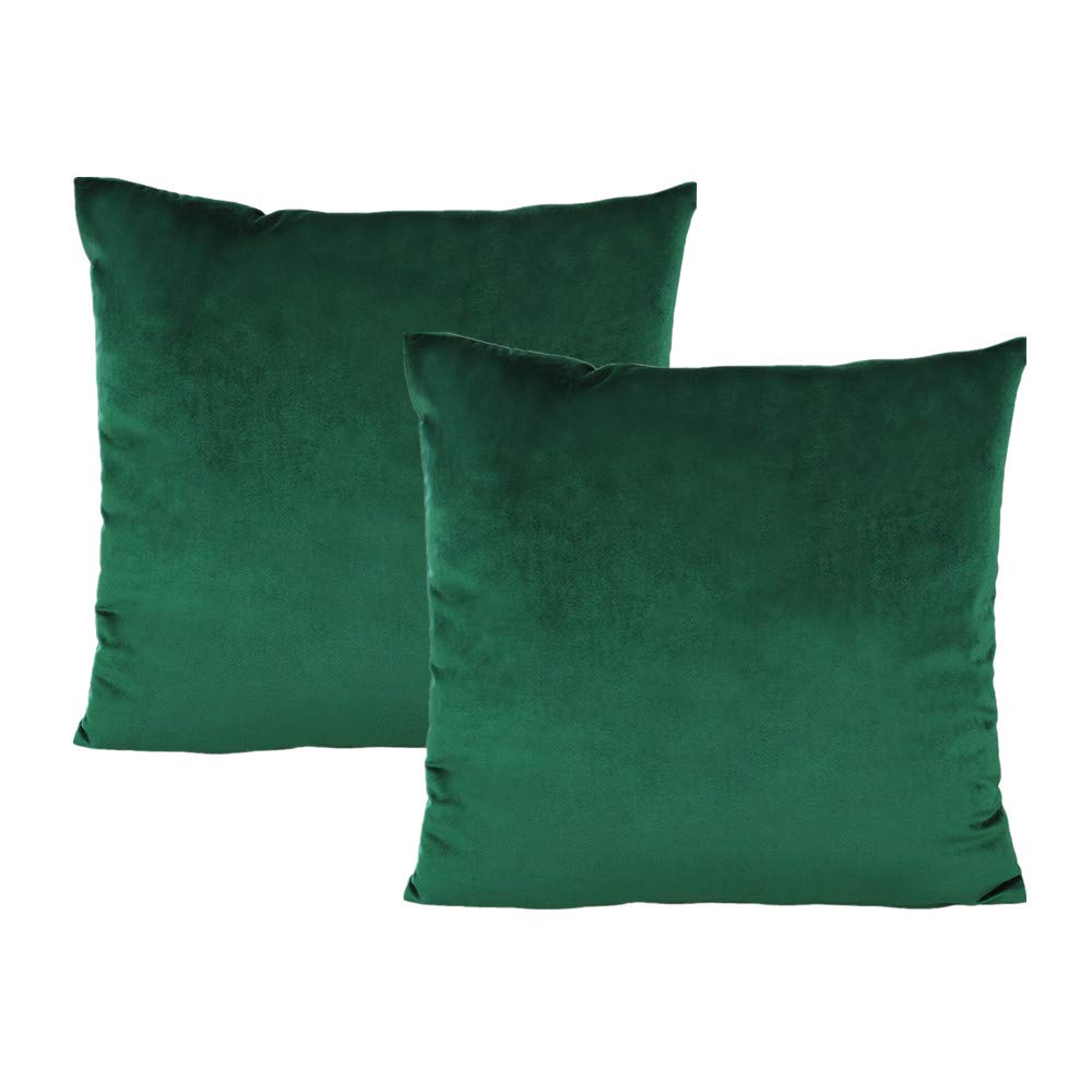 Green Decorative Throw Pillow Covers 18x18 Set of 2 Christmas Xmas Decor Velvet Euro Cushion Cases Home Decoration for Couch Bed