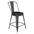 Flash Furniture Carly Commercial Grade 30 High Kelly Blue-Teal Metal Indoor-Outdoor Bar Height Stool with Back and Teal-Blue Pol