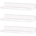 Weiai Clear Acrylic Shelf 15 Invisible Floating Wall Ledge Bookshelf, Kids Book Display Shelves Wall Mounted (15 Inch 3Pack)
