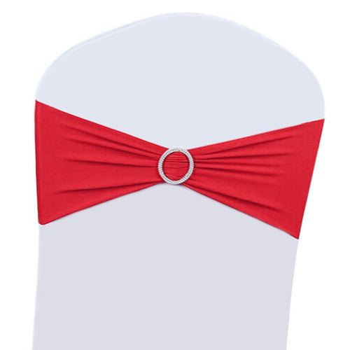 100PCS Wedding Chair Decorations Stretch Red Chair Bows and Sashes for Party Ceremony Reception Banquet Spandex Chair Covers sli