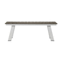 Benjara BM287849 Patio Zia 54 Inch Outdoor Dining Bench, Polyresin Top, Aluminum Frame, White and Gray