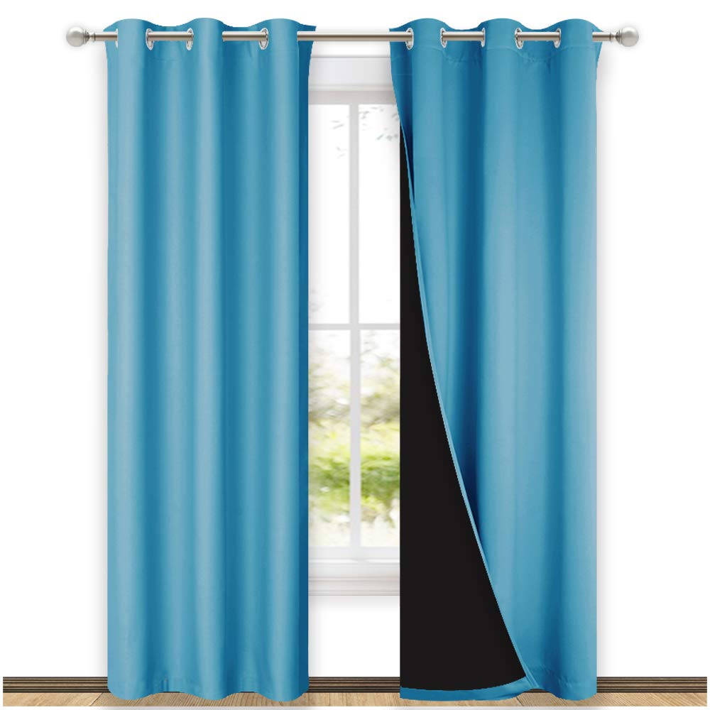 NICETOWN 100% Blackout Curtains 84 inches Long, Pair of Energy Smart & Noise Blocking Out Drapes for Baby Room, Thermal Insulate