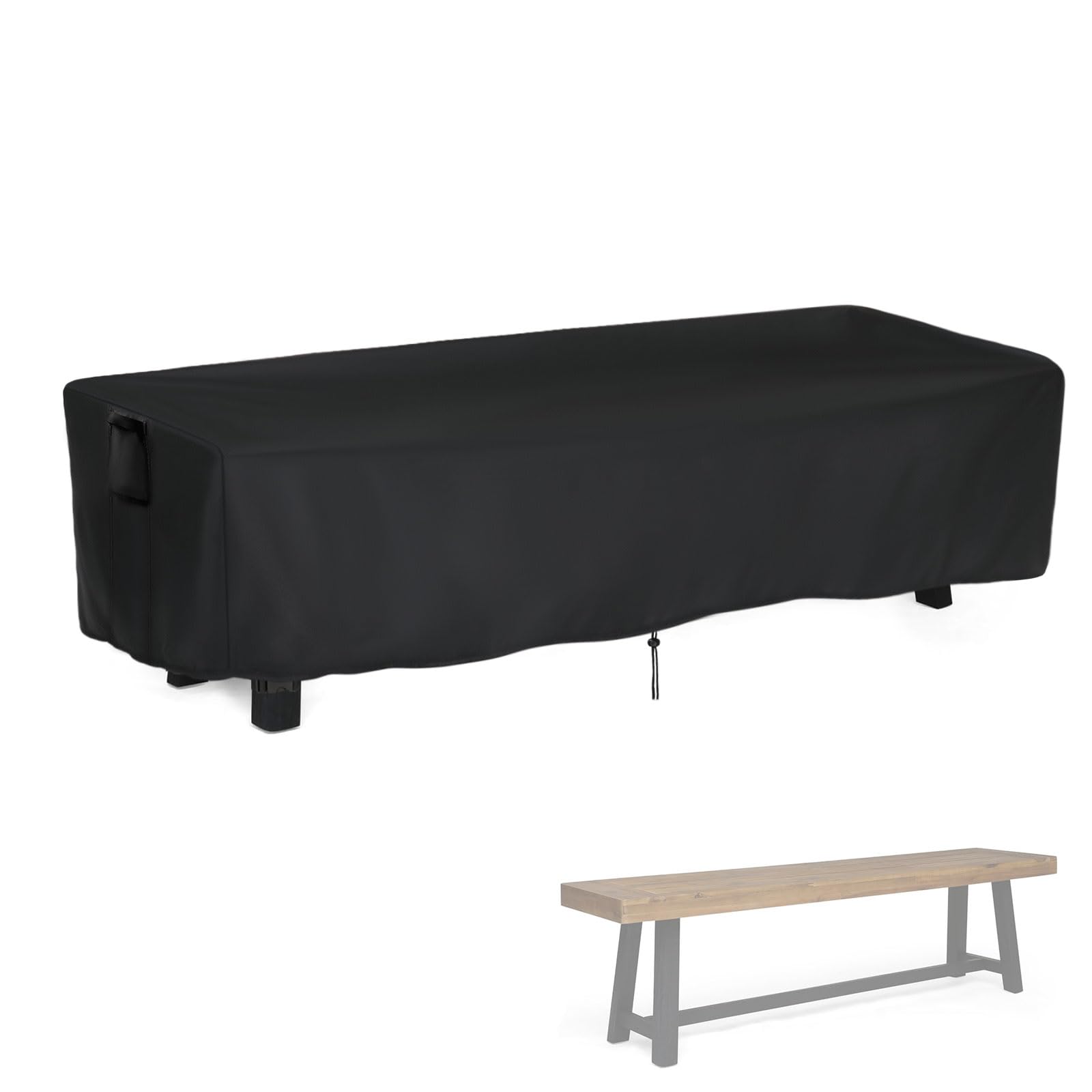Kingling Outdoor Bench Cover Rectangle, Wood Bench Cover Waterproof Patio Bench Covers for Outdoor Furniture Long Chair Covers, 