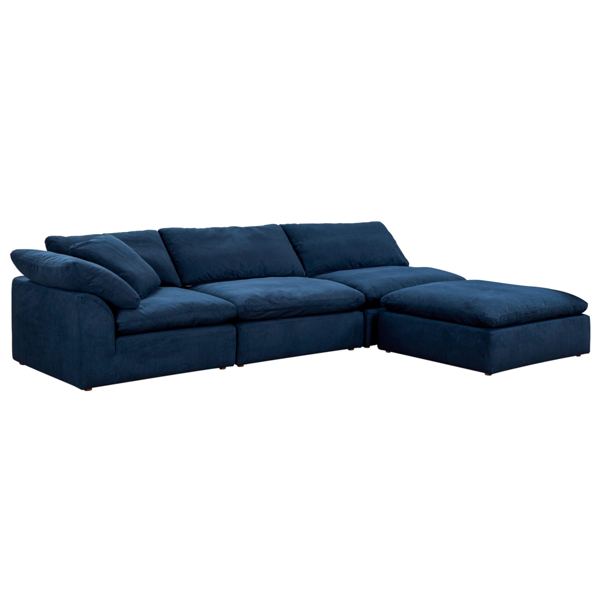 Sunset Trading Contemporary Puff Collection 4PC 132 Slipcovered Modular Sofa w Ottoman | Stain-Proof Water-Resistant Performance
