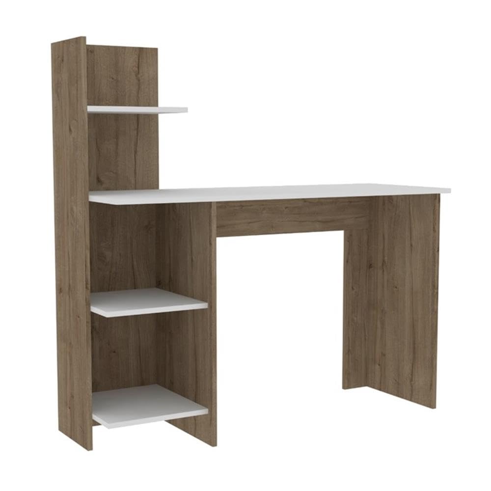 FM Furniture Tecoa Writing Desk with Three Shelves Engineered Wood Brown