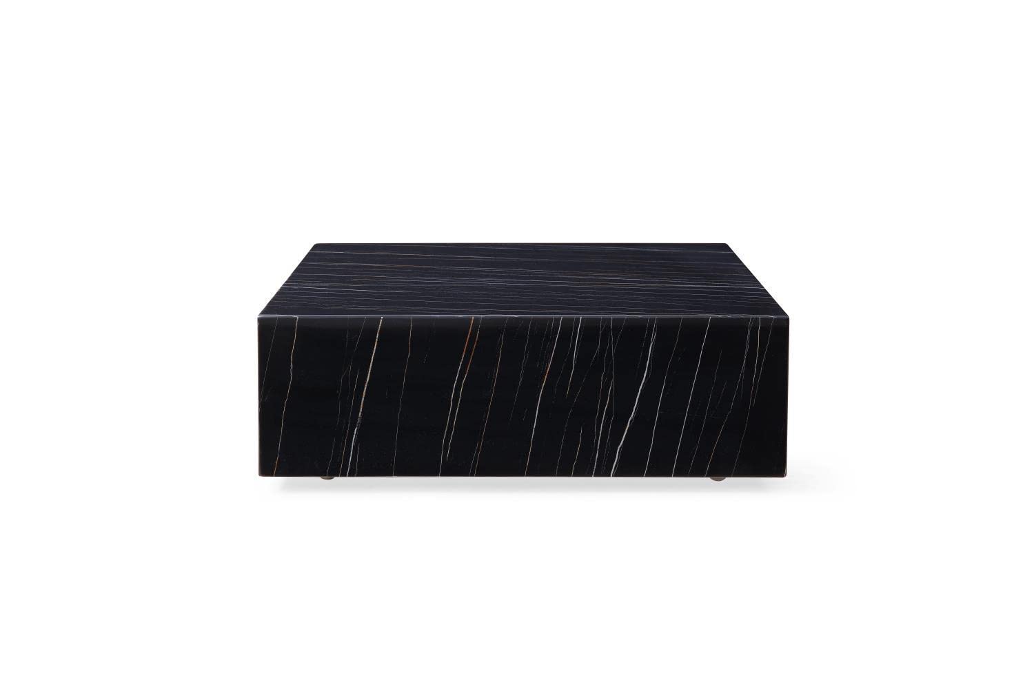 Cube Square Coffee table Black Marble high gloss, with casters
