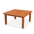 Tangkula Patio Coffee Table with Umbrella Hole, 35.5 Inches Outdoor Solid Square Wood Side Table with Slatted Tabletop & Teak Oi
