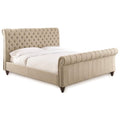 Steve Silver Swanson Tufted King Sleigh Bed in Sand Beige Upholstery