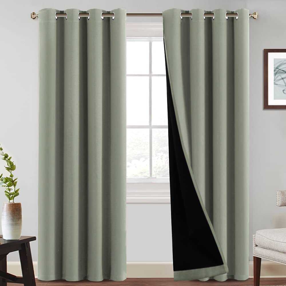 PrinceDeco 100% Blackout Curtains 84 inches Long Pair of Energy Smart & Noise Blocking Out Drapes for Baby Room Window Thermal I
