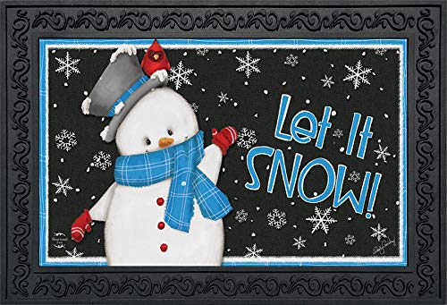 Briarwood Lane Jolly Winter Snowman Doormat Primitive Let It Snow Indoor/Outdoor 30 x 18
