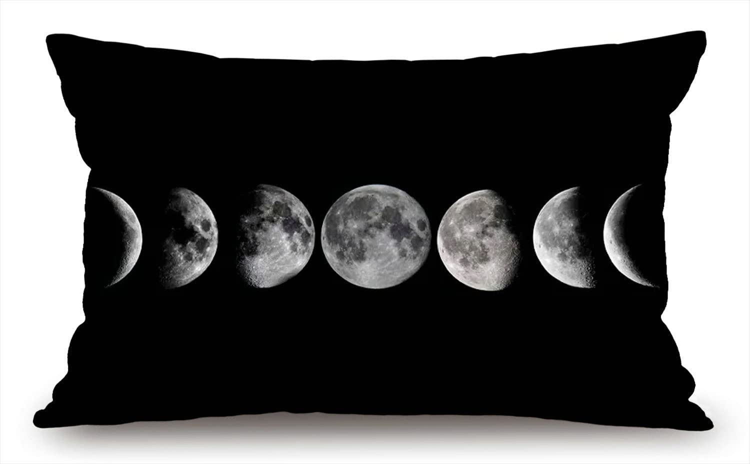 Lumbar Throw Pillow Cover 12x20 Inch Decorative Bedroom Living Room Moon Phases Rectanglar Cushion Case for Bed Sofa Couch Jcp99