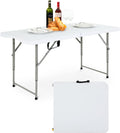 NChanmar Folding Table,Portable Plastic Table 4ft Outdoor Indoor Picnic Table for Camping Picnic Party BBQ Lightweight Height Ad