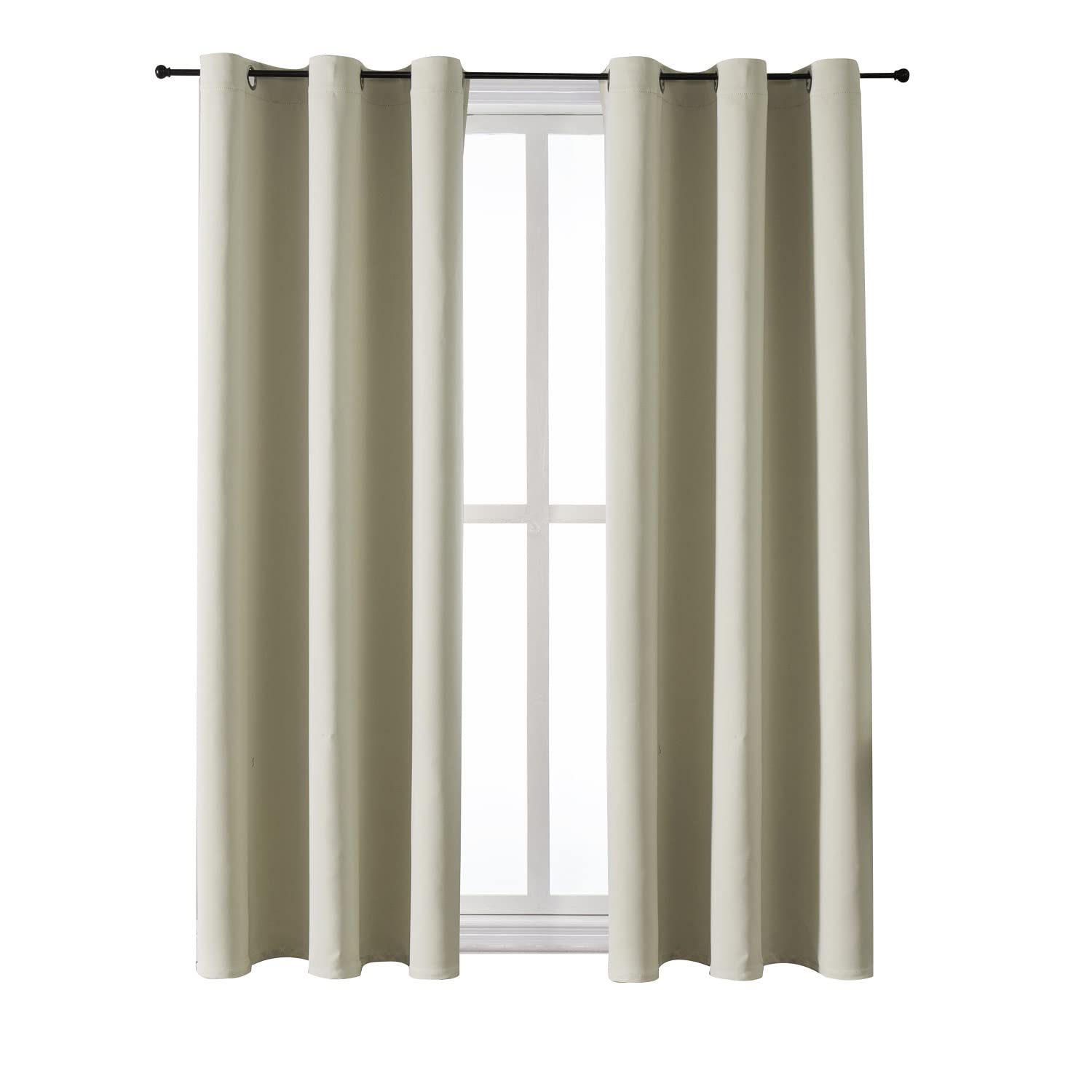 ChrisDowa Grommet Room Darkening Curtains for Bedroom and Living Room - 2 Panels Set Thermal Insulated Blackout Curtains (Beige,