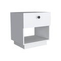 Tuhome Paris 1 Drawer Nightstand, Open Lower Shelf -White