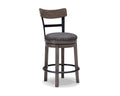 Signature Design by Ashley Caitbrook | Farmhouse Swivel 24 Counter Height Barstool - 360 Swivel, Upholstered with Nailhead Trim,