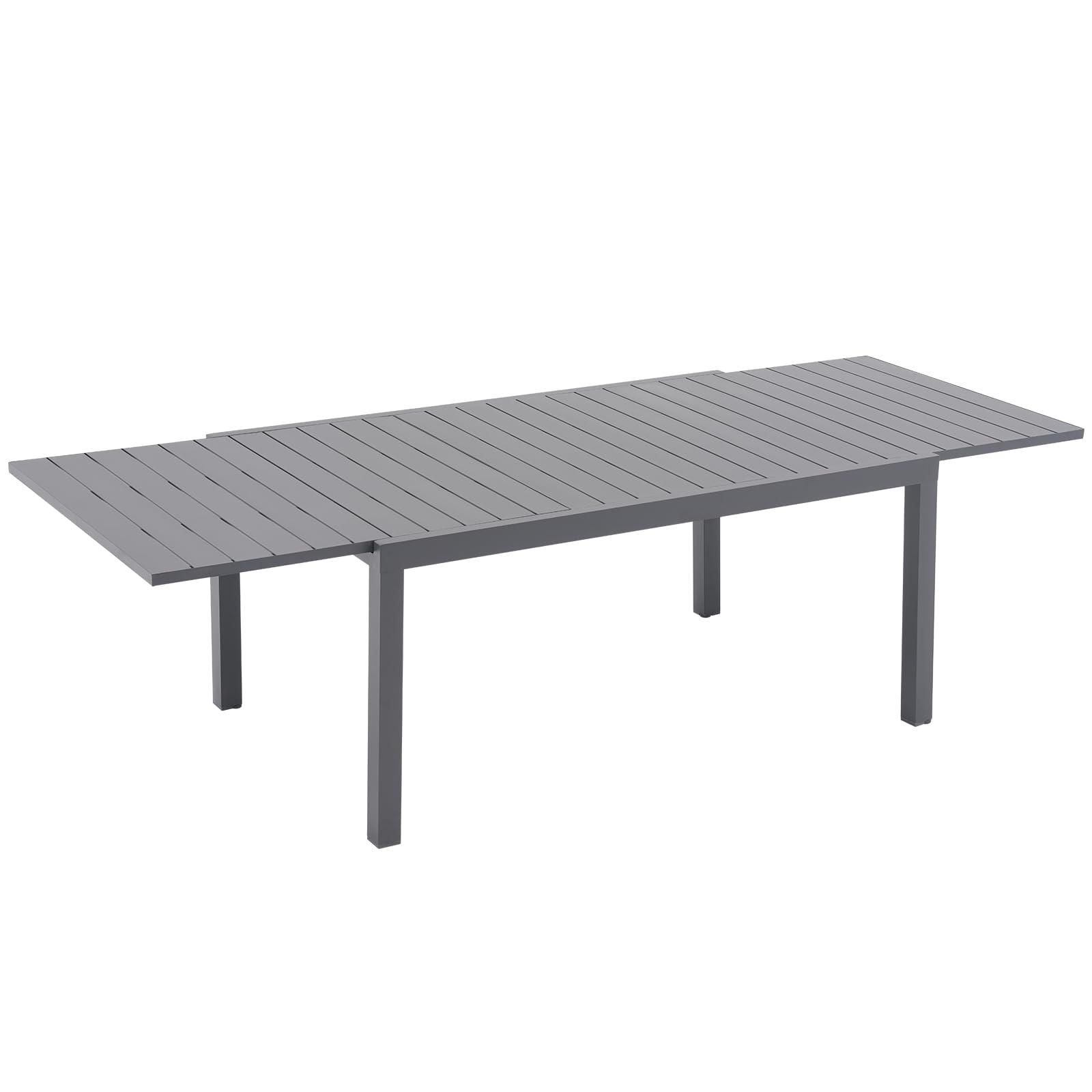 Soleil Jardin Aluminum Patio Extendable Dining Table, 63 - 105, Adjustable Indoor Outdoor Furniture Rectangle Table for 6-10 Per