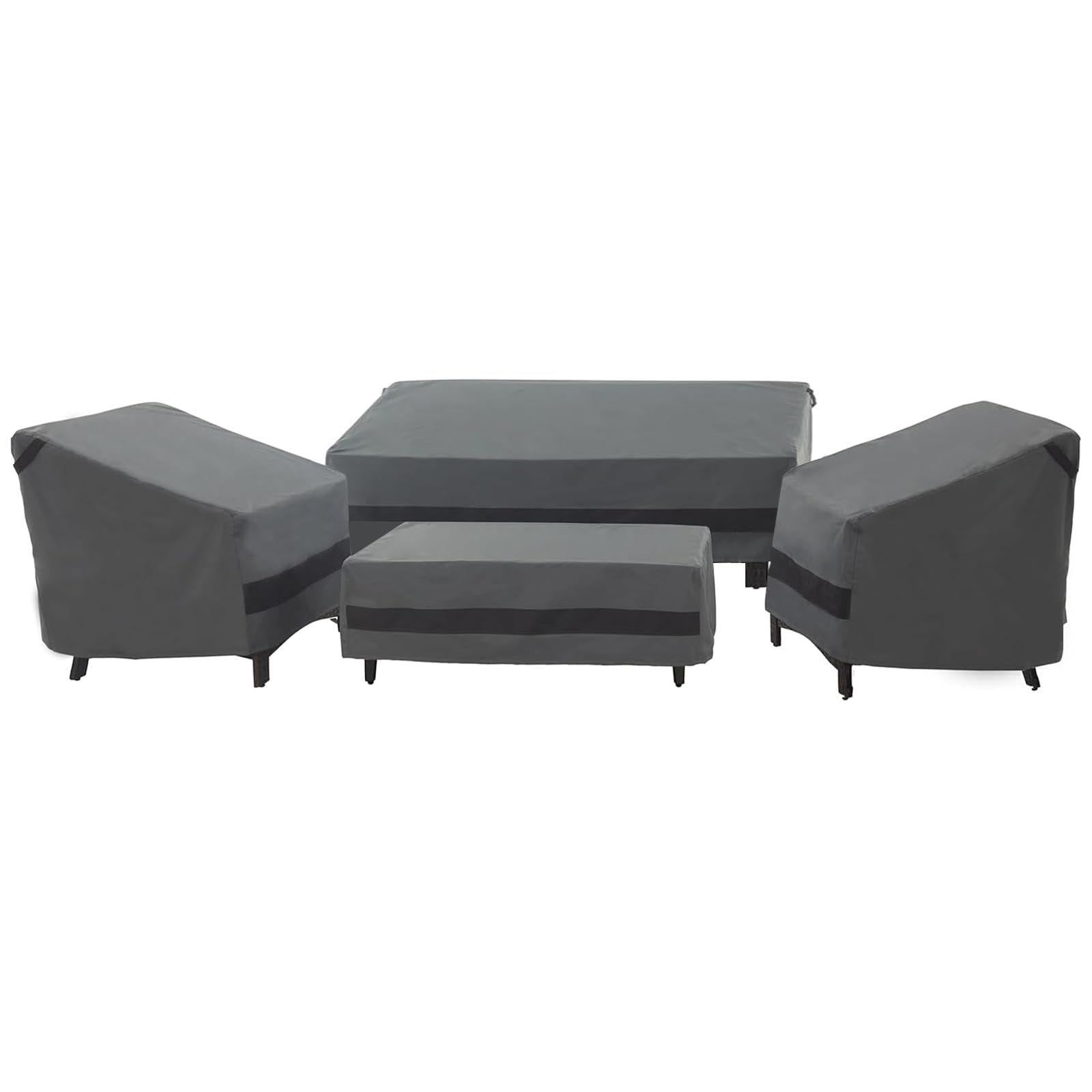 loriano Patio Furniture Cover Set, 4 Piece Outdoor Furniture Cover Waterproof, 600D Heavy Duty Lawn Patio Set Covers (Large, Gre