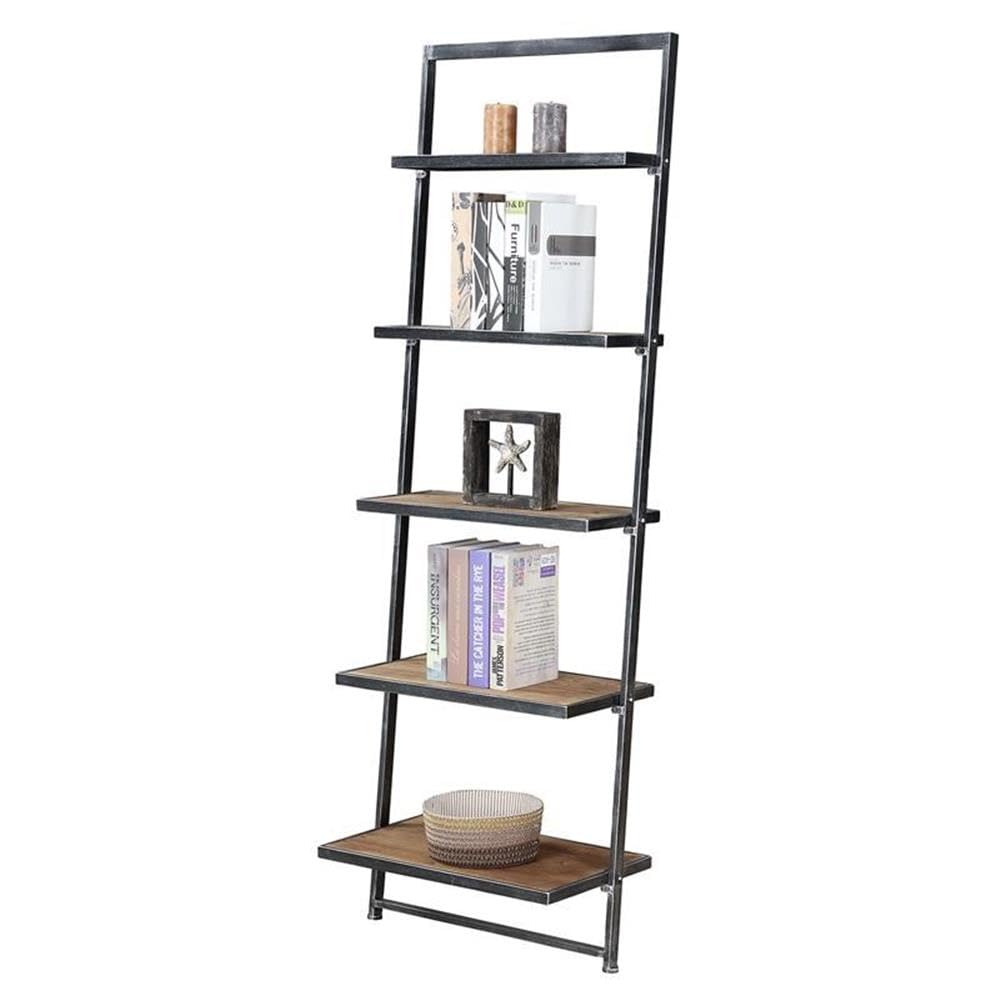 Convenience Concepts Laredo 5 Tier Ladder Bookcase / shelf, Natural / Antique Black Frame