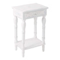 Carved Wood Shabby Top White Side Night End Table Chic