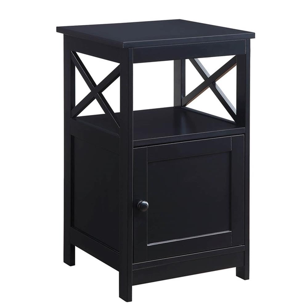 Convenience Concepts Oxford End Table with Storage Cabinet and Shelf, Black