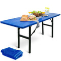 LINPRO 2Pk Plastic Table Cloths Disposable for Parties 6ft Picnic Table Covers with Elastic Fitted Camping Tablecloth Elastic Ta