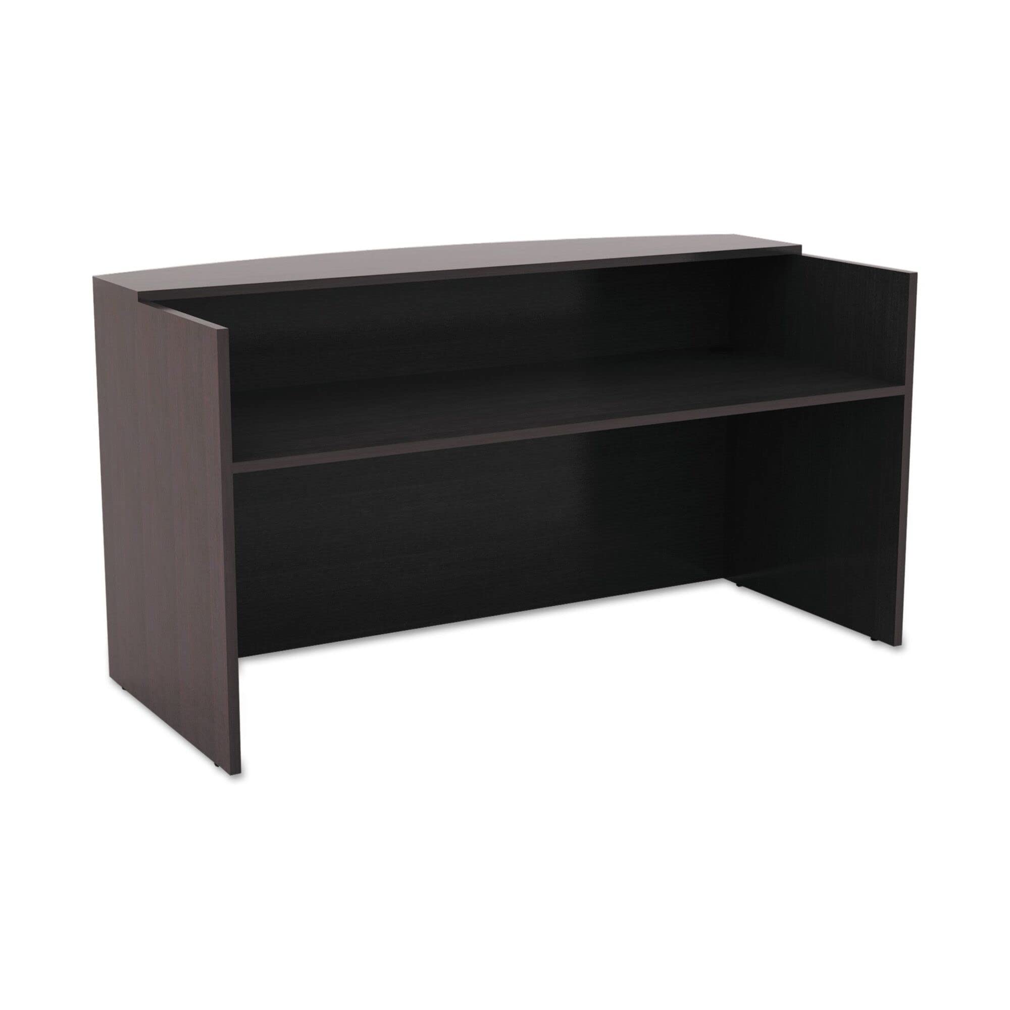 Alera ALEVA327236ES Valencia Series 71 in. x 35.5 in. x 29.5 in. - 42.5 in. Reception Desk with Transaction Counter - Espresso