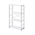 Benjara BM251368 Bookshelf with X Shaped Cross Bar Chrome & White