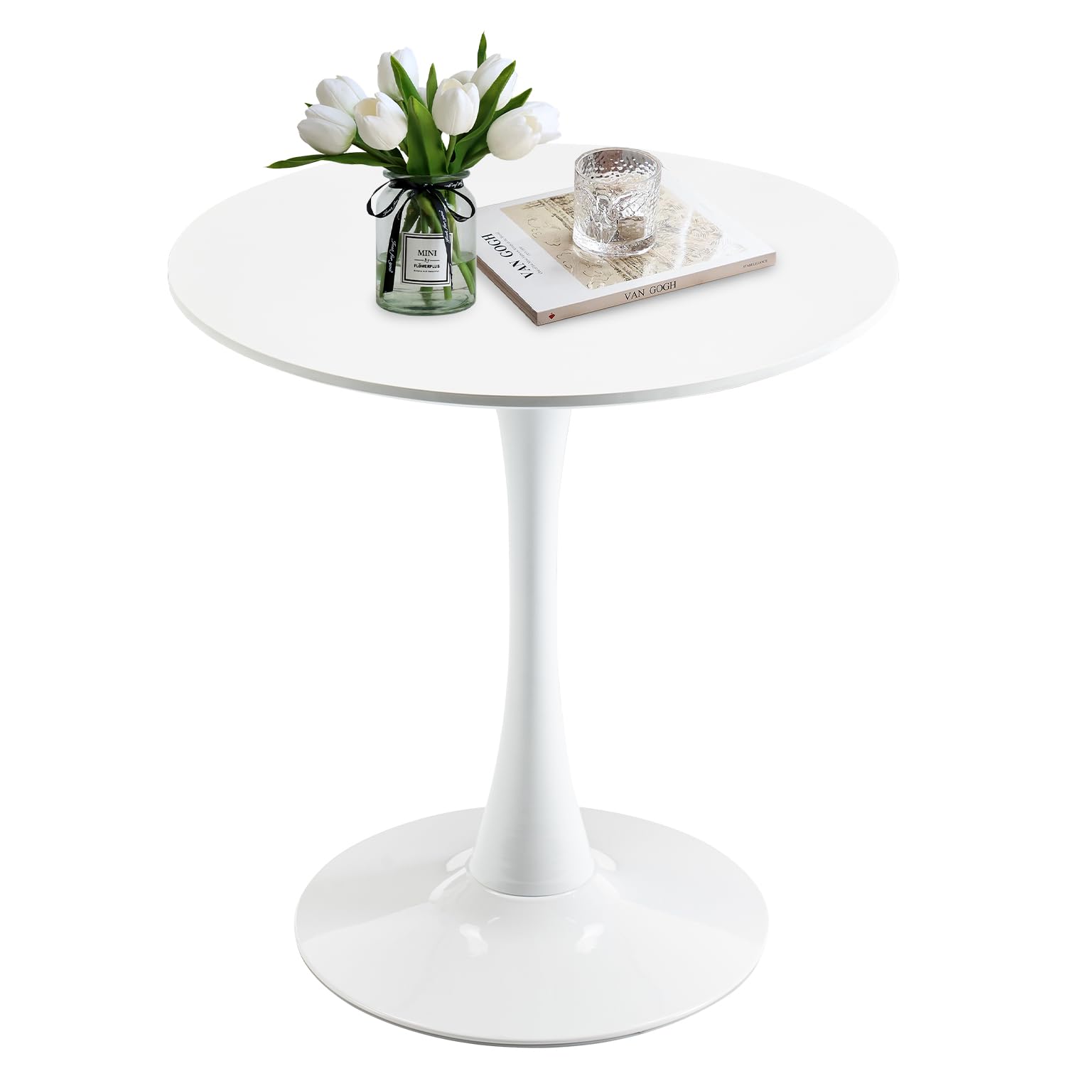 Rongbuk 27.5 Small Round Dining Table, Modern Tulip Style Table for 1-2 People, Space-Saving Table for Dining Room, Kitchen, or 