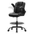 500 lbs Drafting Chair Tall Office Chair with Flip-up Armrests for Standing Desk Executive Ergonomic Computer Leather Desk Chair